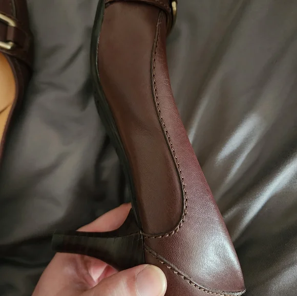 Women's Cole Haan Slip On Round  Toe Buckle Brown 6.5 - Picture 8 of 12